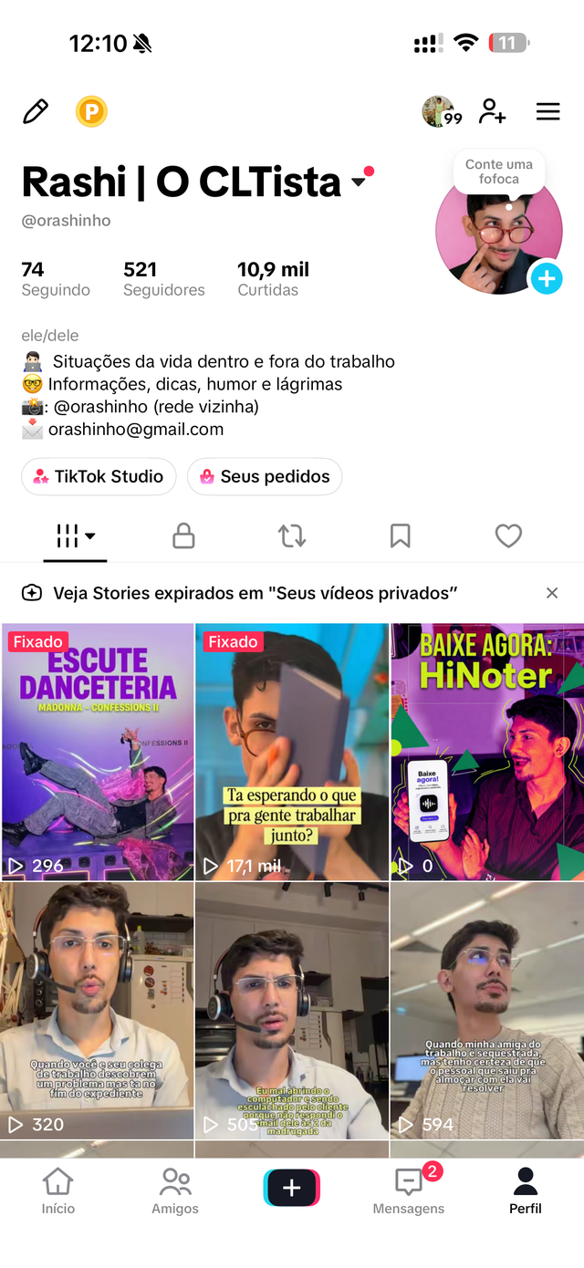 Print do perfil do TikTok do Rashi